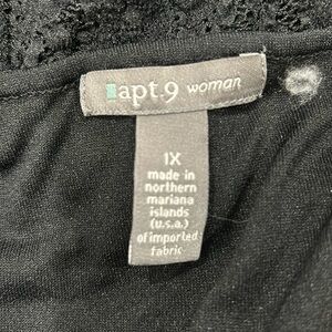 Apt 9 brand, size 1 X, black, lace, ruffled and layered tank top